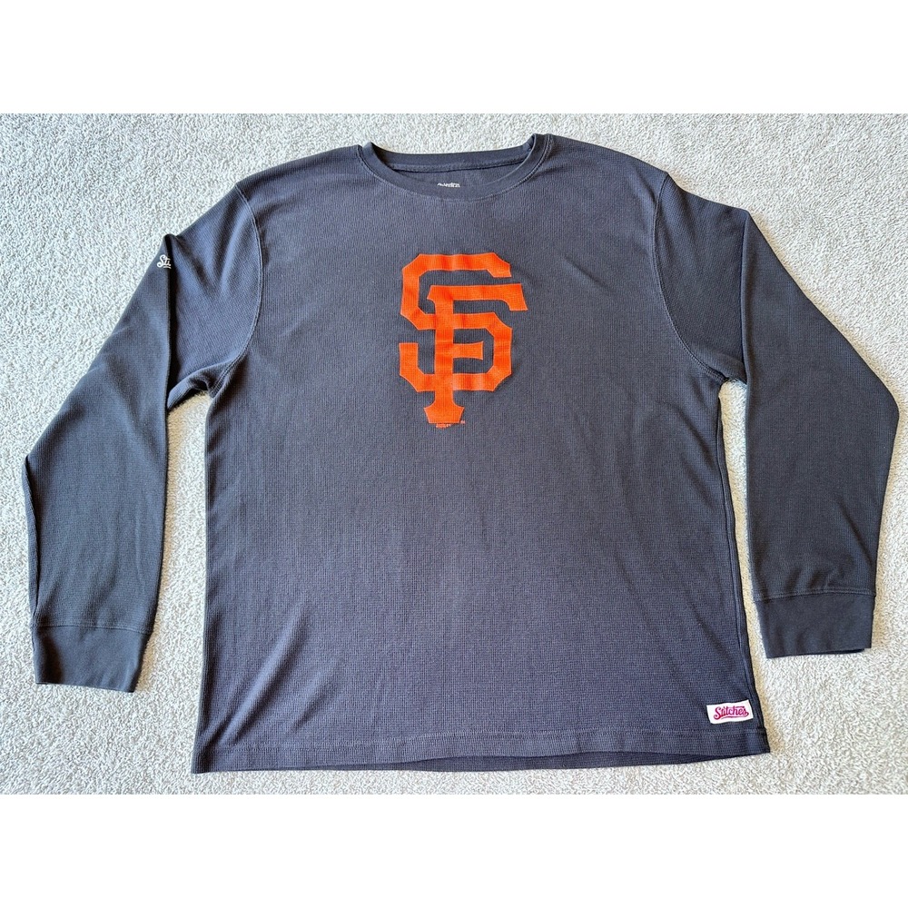 Men's San Fransisco Giants Stitches Long Sleeve Shirt Size XXL Blue Gray